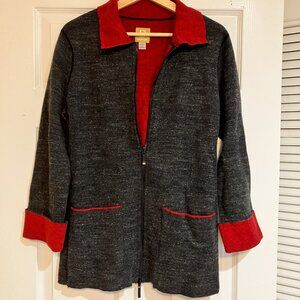 Damask zippered sweater jacket